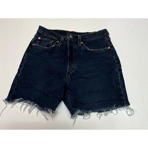 Levi’s 501 High Rise Denim Cutoff Shorts Womens W28 Dark Wash Button Fly Raw Hem